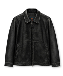 EDINBURGH CLUB（エディンバラクラブ）の「ナチュラルカウハイド ストーンウォッシュ ドリズラージャケット（ブラック）（ライダースジャケット）」