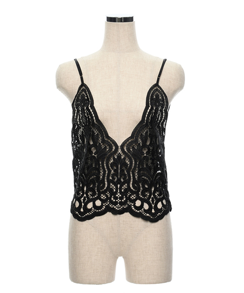 Re:EDIT（リエディ）の「花柄レースVネックキャミソールビスチェ/トップス[Re:EDIT/リエディ]（キャミソール・レディース・ブラック/ホワイト・MEDIUM）」の7枚目の写真