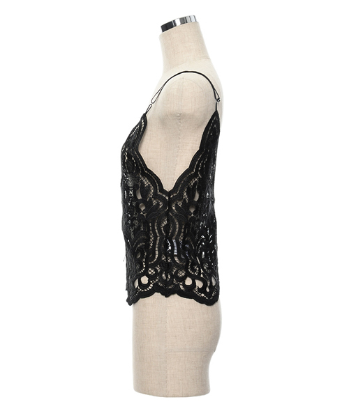 Re:EDIT（リエディ）の「花柄レースVネックキャミソールビスチェ/トップス[Re:EDIT/リエディ]（キャミソール・レディース・ブラック/ホワイト・MEDIUM）」の8枚目の写真