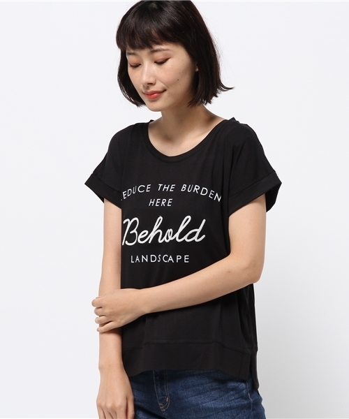 Bou Jeloud（ブージュルード）の「バンブー天竺コード刺繍Tシャツ（Tシャツ/カットソー・レディース・オフホワイト/ブラック/イエロー・FREE）」の3枚目の写真