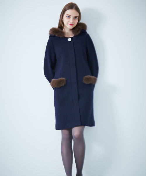 PROPORTION BODY DRESSING（プロポーションボディドレッシング）の「【CanCam 12月号掲載】ポケットファーフードコート（その他アウター・レディース・ネイビー/グレー系その他/ブルー・1/2/3）」の3枚目の写真