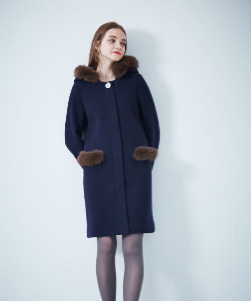 PROPORTION BODY DRESSING（プロポーションボディドレッシング）の「【CanCam 12月号掲載】ポケットファーフードコート（その他アウター・レディース・ネイビー/グレー系その他/ブルー・1/2/3）」の5枚目の写真