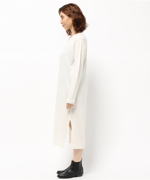 RAY CASSIN（レイカズン）の「カシミヤタッチロングワンピース（ワンピース・レディース・キナリ/杢グレー/ブラック・FREE）」の5枚目の写真