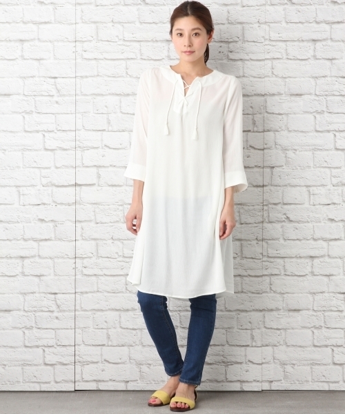 LEPSIM(レプシィム)の「ムジガラヨウリュウワンピース 744398(ワンピース・レディース・ブルー系その他/オフホワイト/ブラック系その他/グレー・LARGE/MEDIUM)」の5枚目の写真