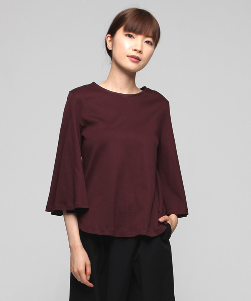 AVIE(アビィ)の「フレアースリーブTシャツ(Tシャツ/カットソー・レディース・ボルドー/グリーン系その他/ブラック・38)」の5枚目の写真