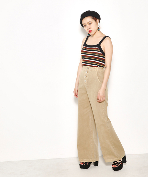 SLY（スライ）の「釦フライ WIDE ストレートPT（その他パンツ・レディース・オフホワイト/ベージュ/ライトピンク・1/2/0）」の3枚目の写真