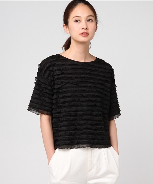 earth music&ecology(アースミュージックアンドエコロジー)の「・総フリルプルオーバー(Tシャツ/カットソー・レディース・レッド/ネイビー/アイボリー/ブラック・FREE)」の13枚目の写真