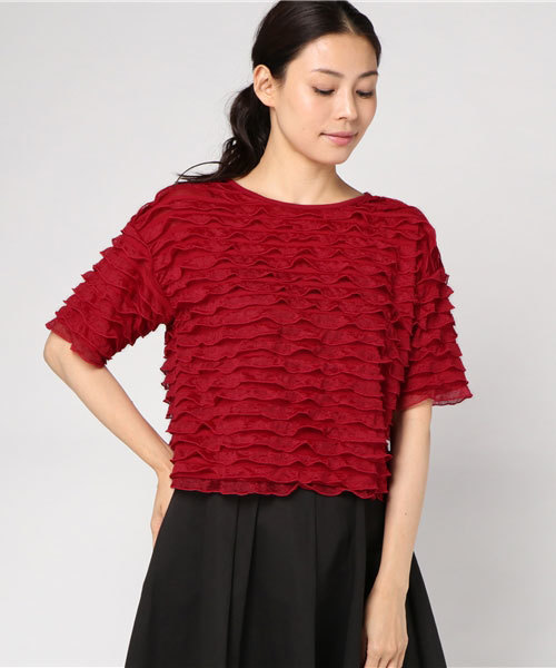 earth music&ecology(アースミュージックアンドエコロジー)の「・総フリルプルオーバー(Tシャツ/カットソー・レディース・レッド/ネイビー/アイボリー/ブラック・FREE)」の16枚目の写真