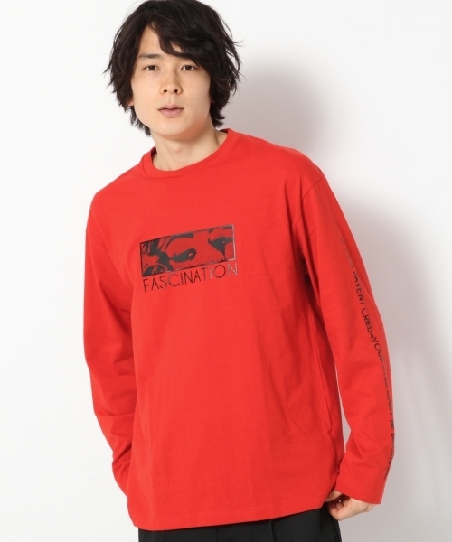GLOBAL WORK(グローバルワーク)の「OEテンジクプリント長袖Tシャツ/765433(Tシャツ/カットソー・メンズ・レッド/ホワイト/ネイビー・X-LARGE/MEDIUM/LARGE/SMALL)」の1枚目の写真