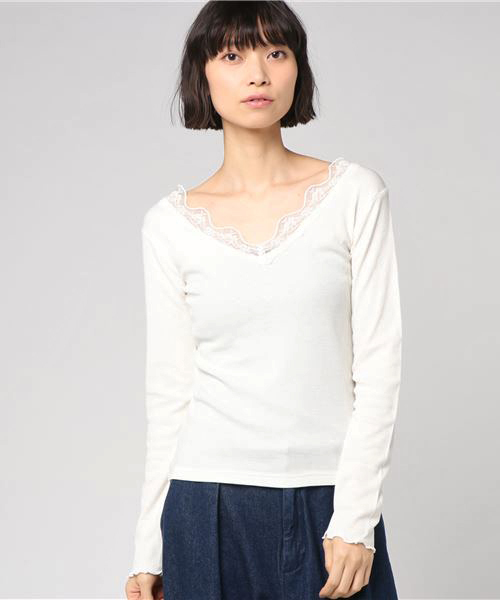 one after another NICE CLAUP(ワンアフターアナザーナイスクラップ)の「ポップウォームインナー(Tシャツ/カットソー・レディース・ブラック/ベージュ/オフホワイト/ブルーグレー/ピンク系その他・FREE)」の2枚目の写真