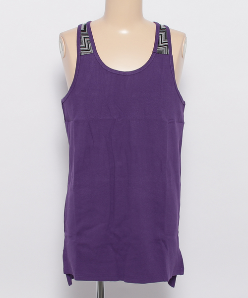 チャイハネ（チャイハネ）の「【チャイハネ】yul テレコ×ジャガードMEN'Sロングタンクトップ（タンクトップ・メンズ・ホワイト/ブラック/ブルー/マスタード/パープル・FREE）」の4枚目の写真