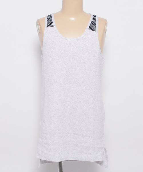 チャイハネ（チャイハネ）の「【チャイハネ】yul テレコ×ジャガードMEN'Sロングタンクトップ（タンクトップ・メンズ・ホワイト/ブラック/ブルー/マスタード/パープル・FREE）」の2枚目の写真