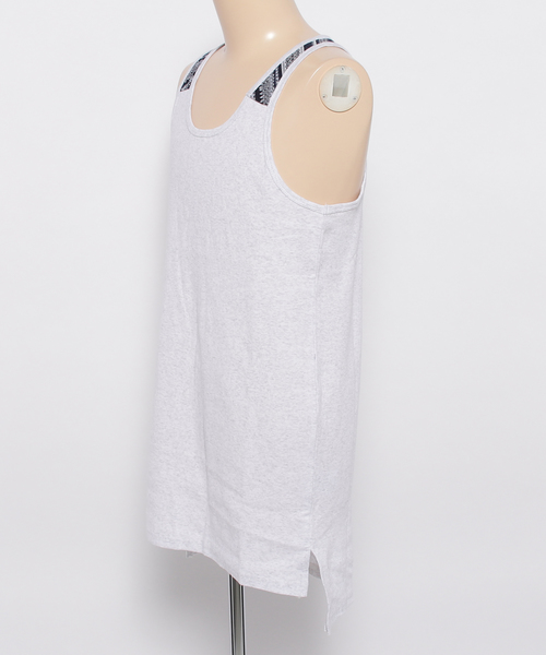 チャイハネ（チャイハネ）の「【チャイハネ】yul テレコ×ジャガードMEN'Sロングタンクトップ（タンクトップ・メンズ・ホワイト/ブラック/ブルー/マスタード/パープル・FREE）」の6枚目の写真