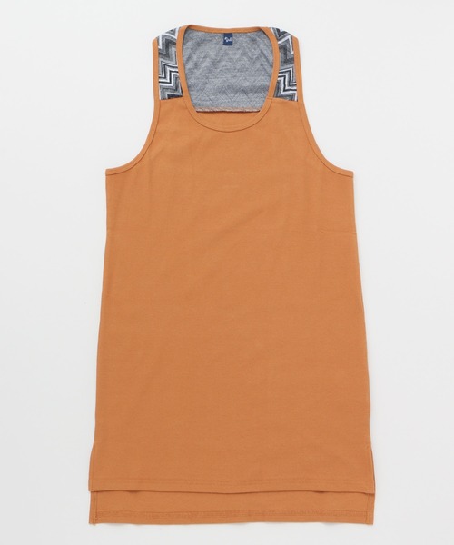 チャイハネ（チャイハネ）の「【チャイハネ】yul テレコ×ジャガードMEN'Sロングタンクトップ（タンクトップ・メンズ・ホワイト/ブラック/ブルー/マスタード/パープル・FREE）」の5枚目の写真