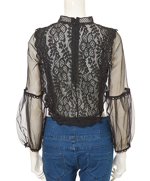 fifth（フィフス）の「フリルレースチュールブラウス（シャツ/ブラウス・レディース・ホワイト/ブラック/グレー・MEDIUM）」の5枚目の写真
