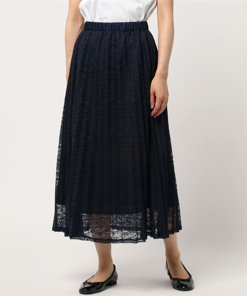 AMERICAN HOLIC（アメリカンホリック）の「・レースロングプリーツスカート（スカート・レディース・ベージュ/グリーン/ネイビー/ブラック・FREE）」の4枚目の写真