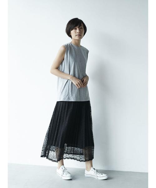 AMERICAN HOLIC（アメリカンホリック）の「・レースロングプリーツスカート（スカート・レディース・ベージュ/グリーン/ネイビー/ブラック・FREE）」の14枚目の写真