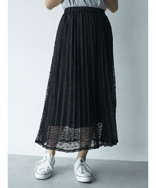 AMERICAN HOLIC（アメリカンホリック）の「・レースロングプリーツスカート（スカート・レディース・ベージュ/グリーン/ネイビー/ブラック・FREE）」の15枚目の写真