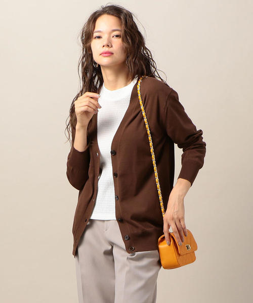 BEAUTY&YOUTH UNITED ARROWS（ビューティーアンドユースユナイテッドアローズ）の「BY コットンレーヨンVネックカーディガン o（カーディガン/ボレロ・レディース・ベージュ/ロイヤルブルー/ブラウン・FREE）」の2枚目の写真