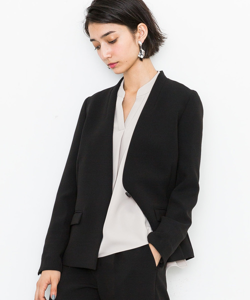 STUDIOUS ウォッシャブルハイスペックノーカラージャケット 黒 サイズ1 STUDIOUS（ステュディオス）の「【STUDIOUS】ウォッシャブルハイ