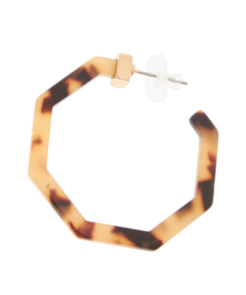 Edit Sheen(エディットシーン)の「べっ甲六角フープピアス(ピアス(両耳用)・レディース・ホワイト/ブラウン・FREE)」の4枚目の写真