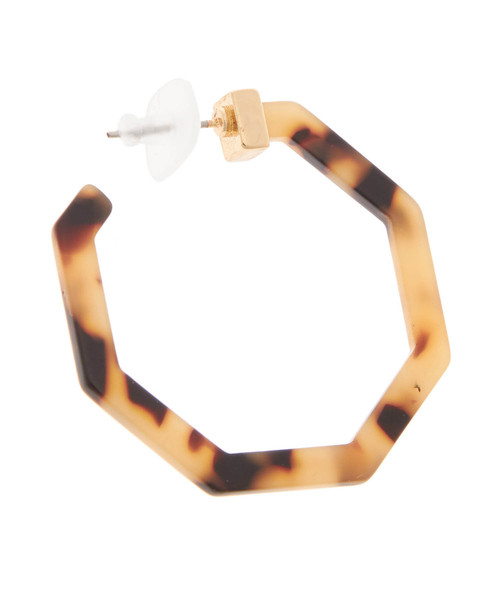 Edit Sheen(エディットシーン)の「べっ甲六角フープピアス(ピアス(両耳用)・レディース・ホワイト/ブラウン・FREE)」の5枚目の写真