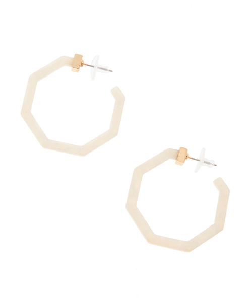 Edit Sheen(エディットシーン)の「べっ甲六角フープピアス(ピアス(両耳用)・レディース・ホワイト/ブラウン・FREE)」の7枚目の写真