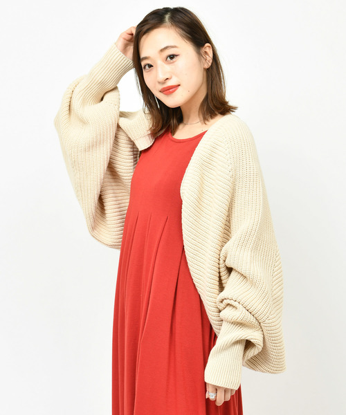 CIAOPANIC（チャオパニック）の「ニットボレロ/カーディガン（カーディガン/ボレロ・レディース・ベージュ/パープル・FREE）」の2枚目の写真