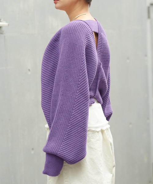 CIAOPANIC（チャオパニック）の「ニットボレロ/カーディガン（カーディガン/ボレロ・レディース・ベージュ/パープル・FREE）」の3枚目の写真