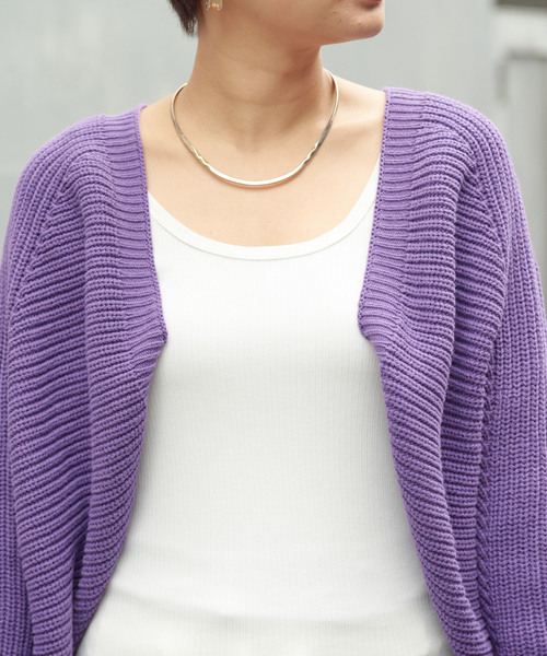 CIAOPANIC（チャオパニック）の「ニットボレロ/カーディガン（カーディガン/ボレロ・レディース・ベージュ/パープル・FREE）」の6枚目の写真