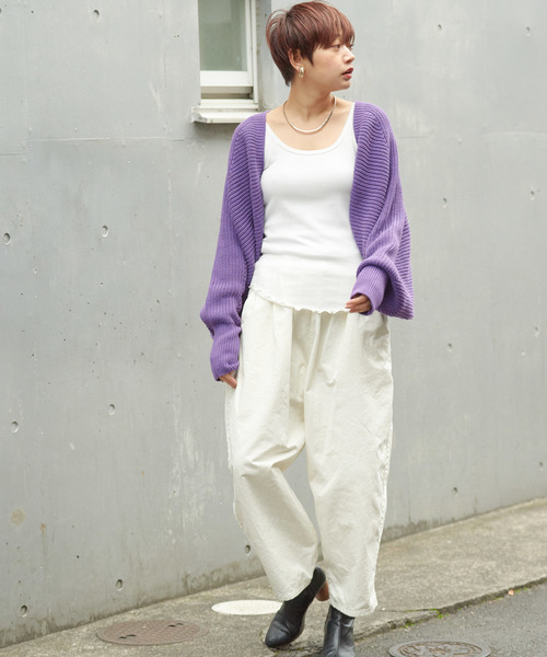 CIAOPANIC（チャオパニック）の「ニットボレロ/カーディガン（カーディガン/ボレロ・レディース・ベージュ/パープル・FREE）」の9枚目の写真