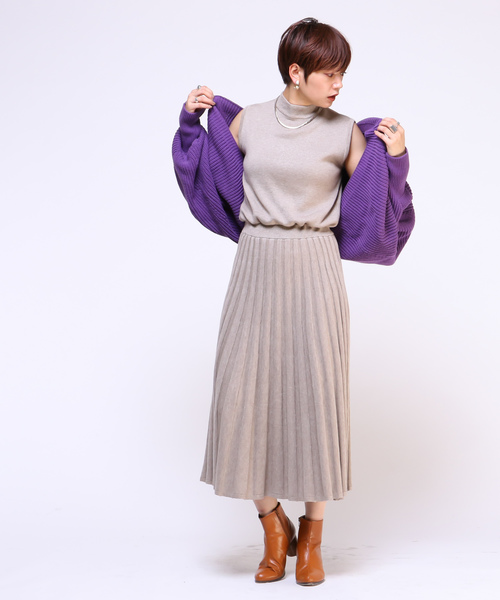 CIAOPANIC（チャオパニック）の「ニットボレロ/カーディガン（カーディガン/ボレロ・レディース・ベージュ/パープル・FREE）」の12枚目の写真