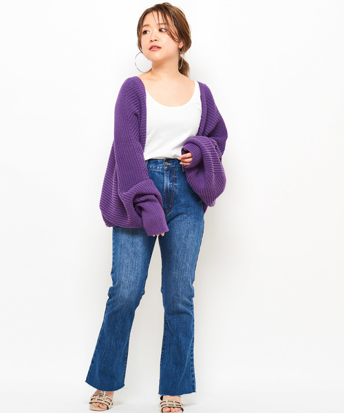 CIAOPANIC（チャオパニック）の「ニットボレロ/カーディガン（カーディガン/ボレロ・レディース・ベージュ/パープル・FREE）」の13枚目の写真