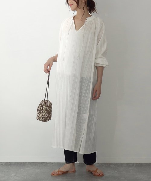 セール Auli ストライプ織りスキッパーワンピース ワンピース Auli アウリィ のファッション通販 Zozotown