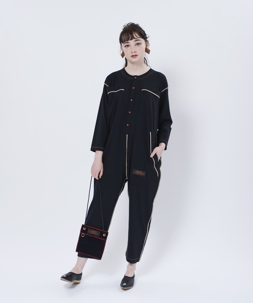 THEATRE PRODUCTS(シアタープロダクツ)の「ベーシック天竺 オールインワン(サロペット/オーバーオール)」|ブラック