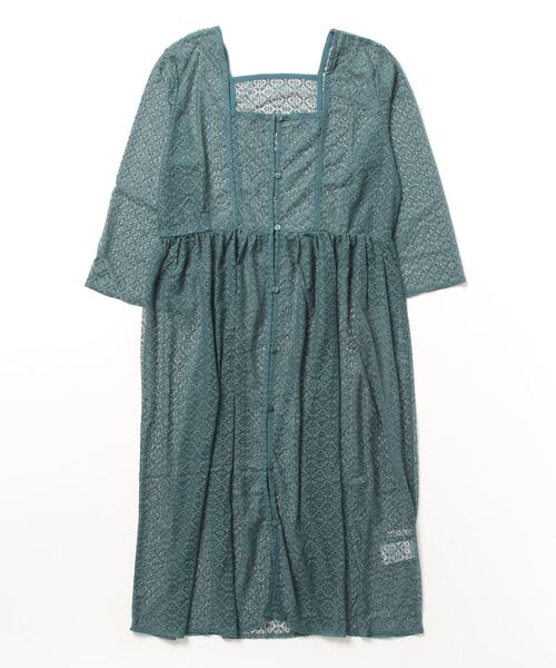 STYLEBLOCK(スタイルブロック)の「ラッセルレースミモレ丈ガウンシャツワンピース(シャツワンピース・レディース・アイボリー/オレンジ/グリーン/ブラック・M)」の3枚目の写真