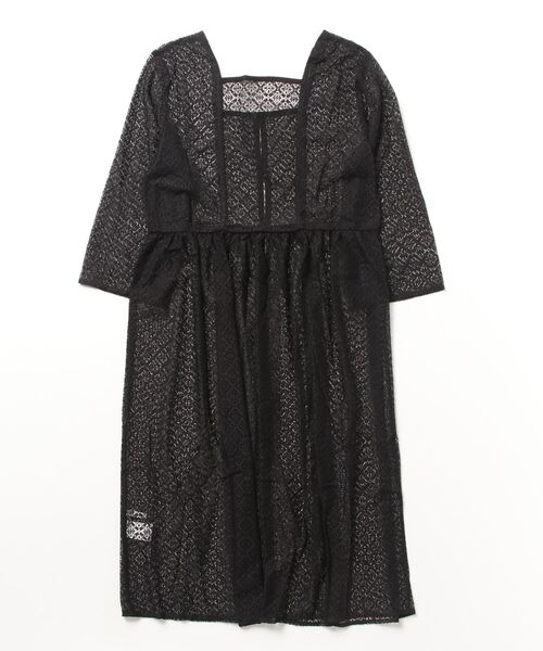 STYLEBLOCK(スタイルブロック)の「ラッセルレースミモレ丈ガウンシャツワンピース(シャツワンピース・レディース・アイボリー/オレンジ/グリーン/ブラック・M)」の5枚目の写真