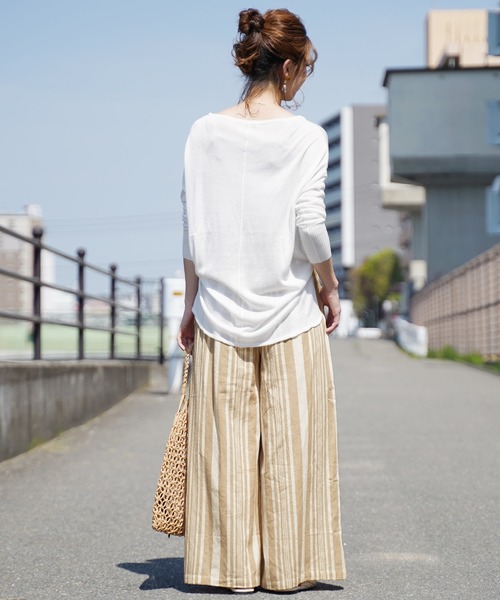 reca（レカ）の「ストライプワイドタックパンツ（その他パンツ・レディース・ベージュ/レッド/ブルー・M）」の4枚目の写真