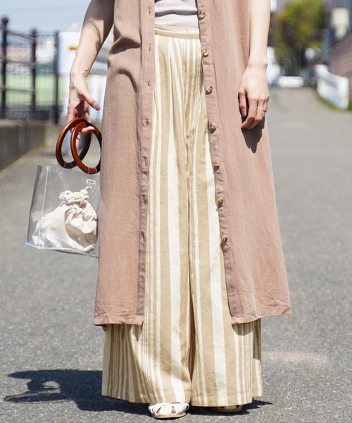 reca（レカ）の「ストライプワイドタックパンツ（その他パンツ・レディース・ベージュ/レッド/ブルー・M）」の7枚目の写真