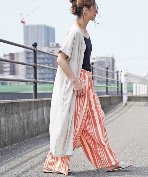 reca（レカ）の「ストライプワイドタックパンツ（その他パンツ・レディース・ベージュ/レッド/ブルー・M）」の8枚目の写真