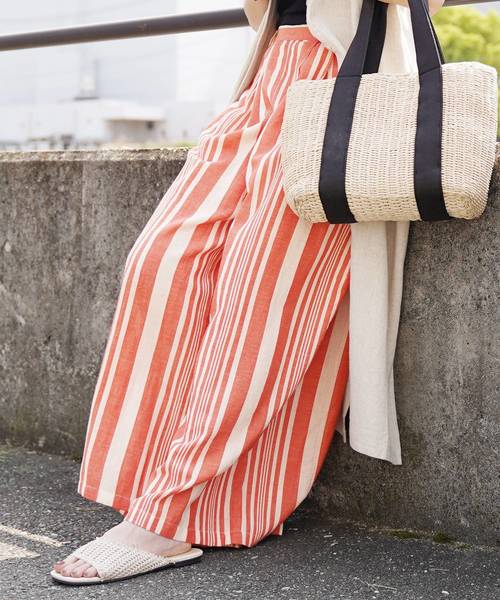 reca（レカ）の「ストライプワイドタックパンツ（その他パンツ・レディース・ベージュ/レッド/ブルー・M）」の9枚目の写真