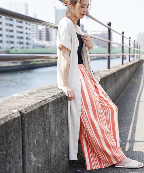 reca（レカ）の「ストライプワイドタックパンツ（その他パンツ・レディース・ベージュ/レッド/ブルー・M）」の10枚目の写真