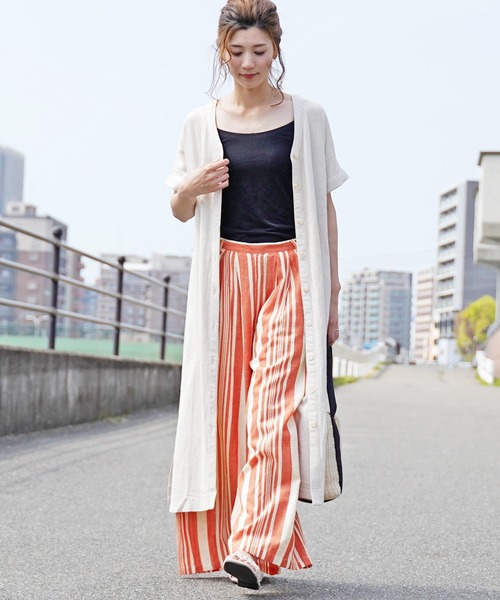 reca（レカ）の「ストライプワイドタックパンツ（その他パンツ・レディース・ベージュ/レッド/ブルー・M）」の11枚目の写真