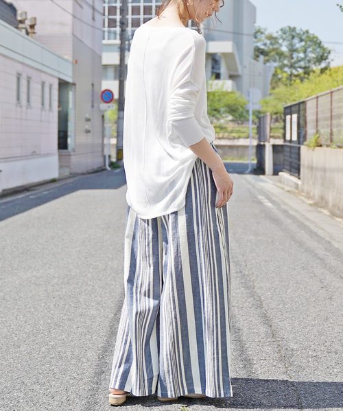 reca（レカ）の「ストライプワイドタックパンツ（その他パンツ・レディース・ベージュ/レッド/ブルー・M）」の12枚目の写真