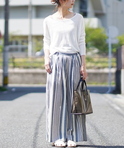 reca（レカ）の「ストライプワイドタックパンツ（その他パンツ・レディース・ベージュ/レッド/ブルー・M）」の15枚目の写真