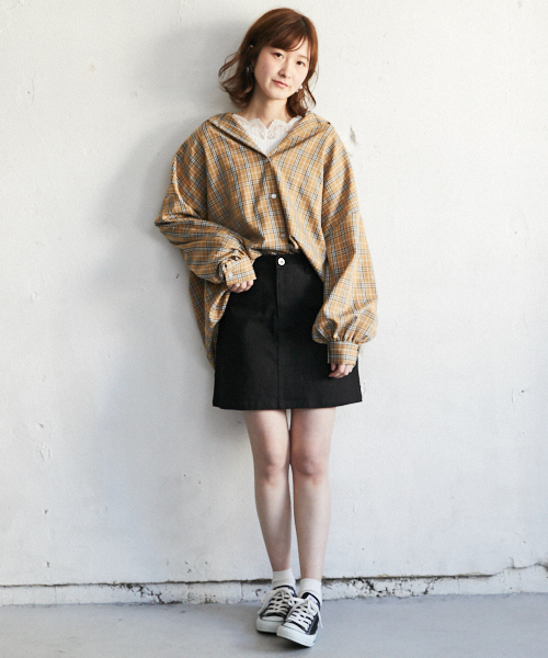 PairPair（ペアペア）の「チェック柄袖バルーンＢＩＧシャツ（シャツ/ブラウス・レディース・ベージュ・FREE）」の3枚目の写真