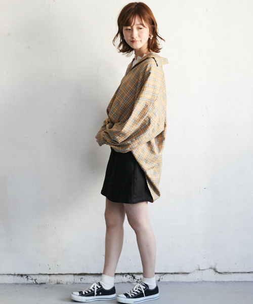 PairPair（ペアペア）の「チェック柄袖バルーンＢＩＧシャツ（シャツ/ブラウス・レディース・ベージュ・FREE）」の4枚目の写真