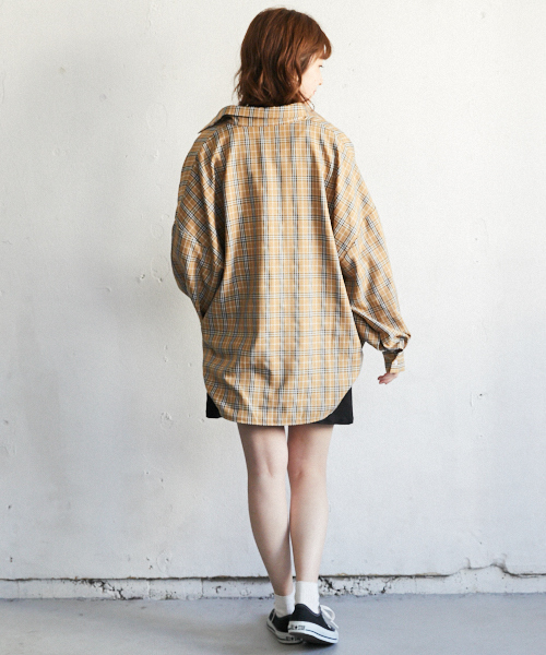 PairPair（ペアペア）の「チェック柄袖バルーンＢＩＧシャツ（シャツ/ブラウス・レディース・ベージュ・FREE）」の5枚目の写真