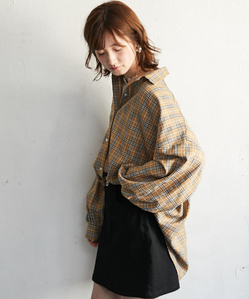 PairPair（ペアペア）の「チェック柄袖バルーンＢＩＧシャツ（シャツ/ブラウス・レディース・ベージュ・FREE）」の7枚目の写真