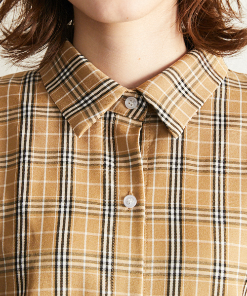 PairPair（ペアペア）の「チェック柄袖バルーンＢＩＧシャツ（シャツ/ブラウス・レディース・ベージュ・FREE）」の10枚目の写真